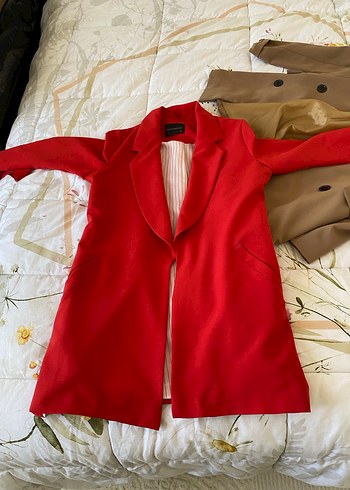 Uzun Kollu Kırmızı Kadın Blazer - Görsel 2