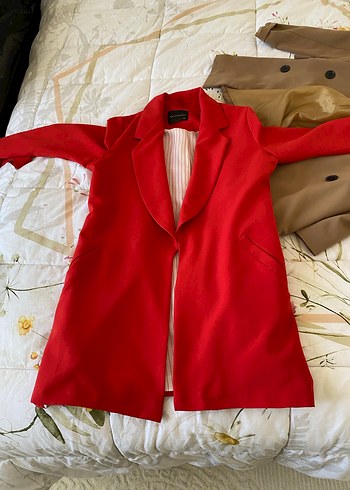 Uzun Kollu Kırmızı Kadın Blazer - Görsel 3