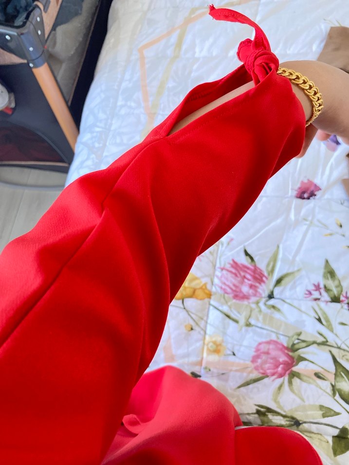 Uzun Kollu Kırmızı Kadın Blazer - Görsel 4