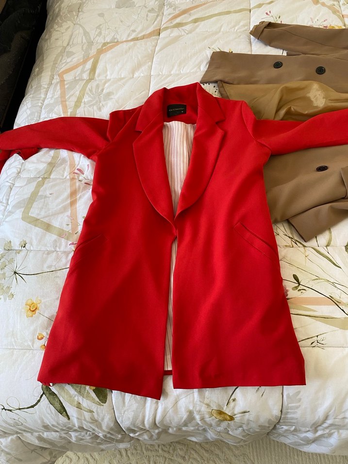 Uzun Kollu Kırmızı Kadın Blazer - Görsel 3