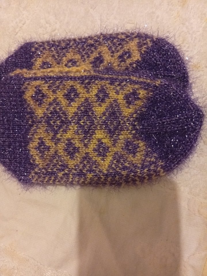 Renkli Nakışlı Mor Örgü Kız patik - Görsel 4