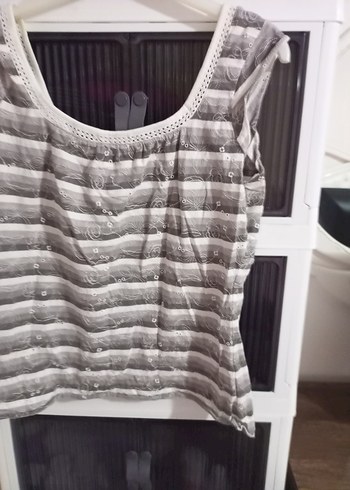 Kadın Gri Zebra Desenli Kısa Örme Atlet - Görsel 2