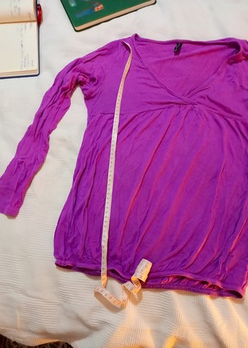 Mor V Yaka Bluz - Görsel 3