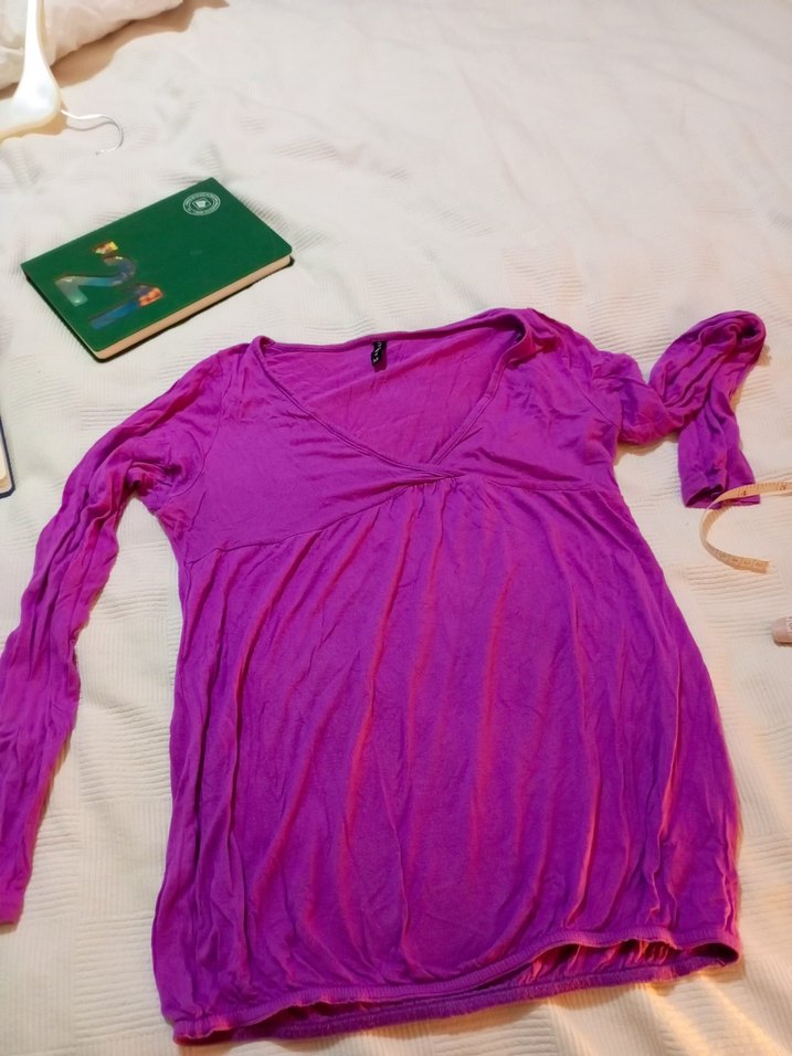 Mor V Yaka Bluz - Görsel 5