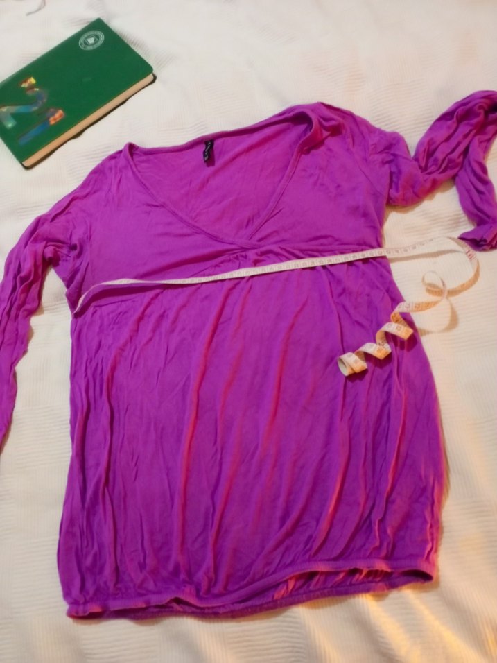 Mor V Yaka Bluz - Görsel 4