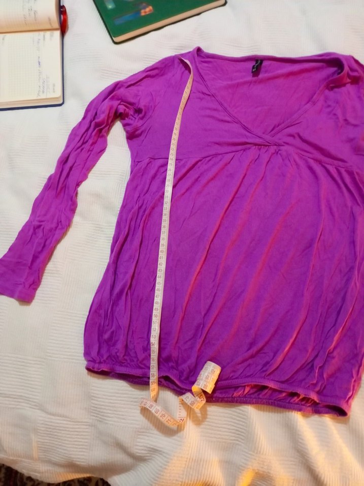 Mor V Yaka Bluz - Görsel 3