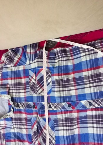 Renkli Ekose Desenli bayan Gömlek - Görsel 6