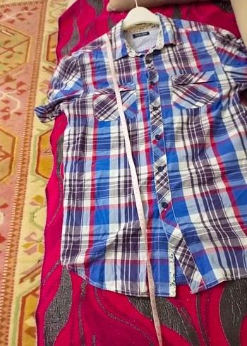 Renkli Ekose Desenli bayan Gömlek - Görsel 4