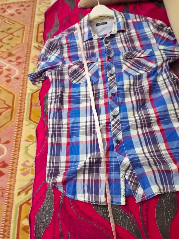 Renkli Ekose Desenli bayan Gömlek - Görsel 4