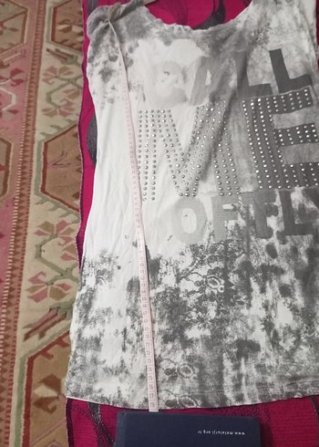 Bohem Gri Baskılı Kısa Keten Bluz - Görsel 3