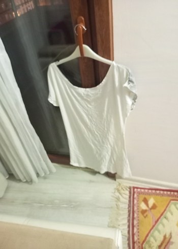 Bohem Gri Baskılı Kısa Keten Bluz - Görsel 2