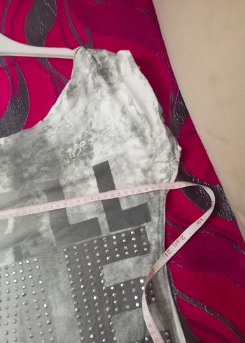 Bohem Gri Baskılı Kısa Keten Bluz - Görsel 4