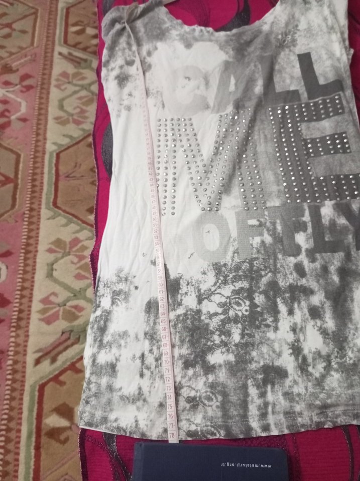 Bohem Gri Baskılı Kısa Keten Bluz - Görsel 3