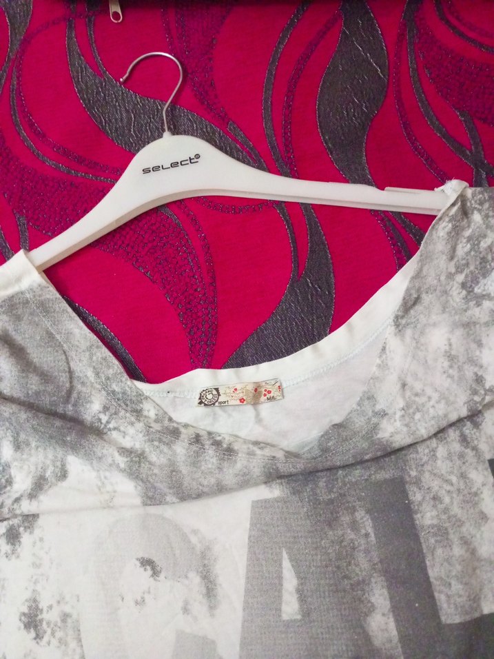 Bohem Gri Baskılı Kısa Keten Bluz - Görsel 5