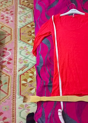 Kadın Kırmızı Uzun Kollu Salaş Bluz - Görsel 3