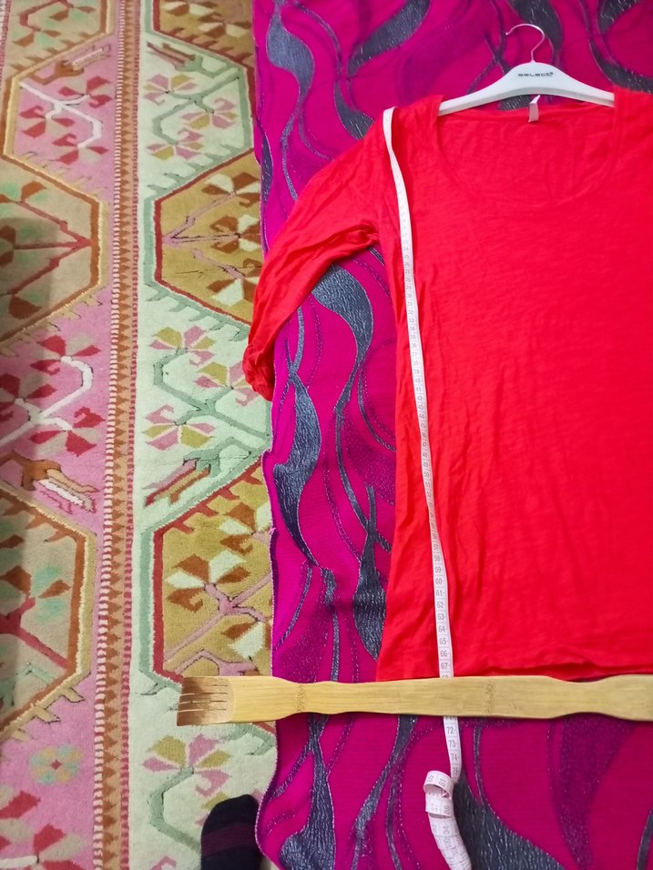 Kadın Kırmızı Uzun Kollu Salaş Bluz - Görsel 3