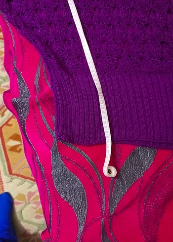Mor Örgü Bohem V Yaka Mini Kazak - Görsel 4