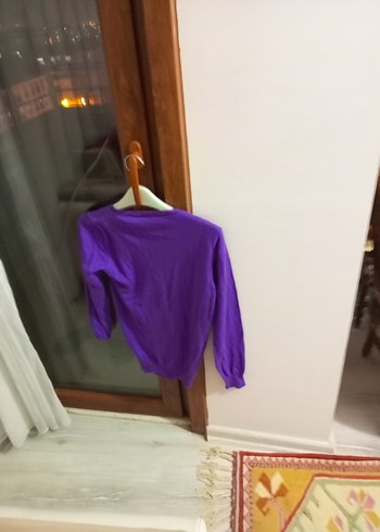 Mor Uzun Kollu Triko Kadın Kazak - Görsel 3