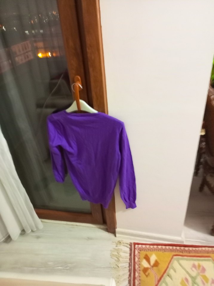 Mor Uzun Kollu Triko Kadın Kazak - Görsel 3