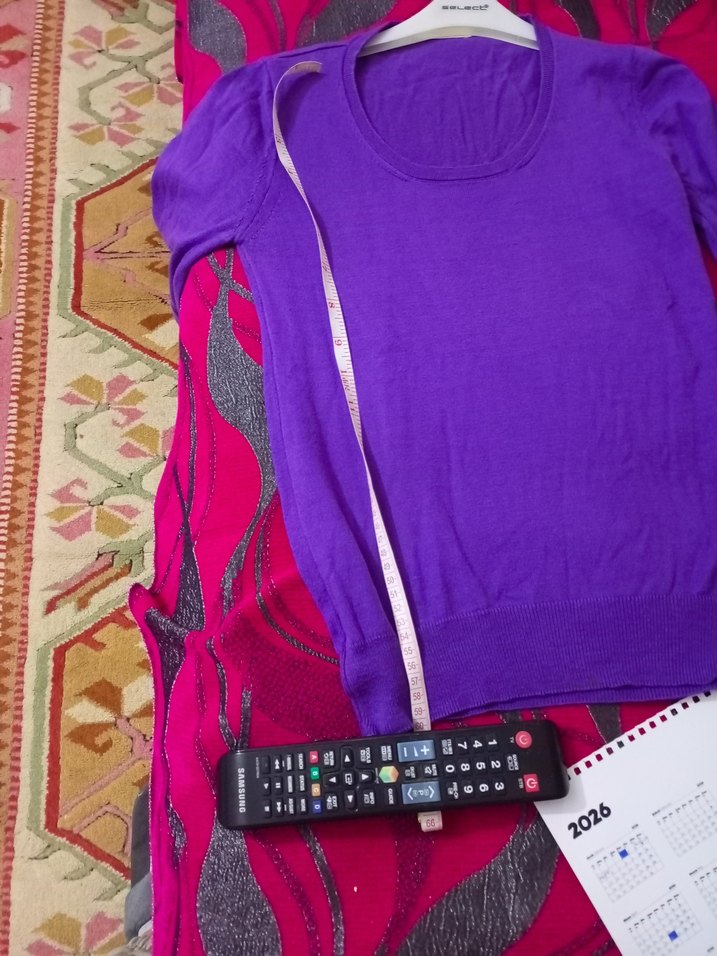 Mor Uzun Kollu Triko Kadın Kazak - Görsel 4