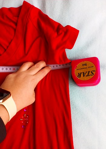 Lindex Koyu Kırmızı V Yaka bluz - Görsel 3