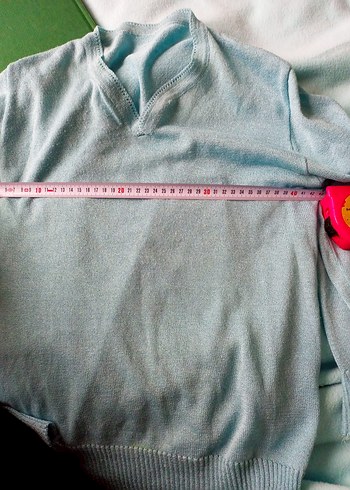 Turkuaz V Yaka Kadın Triko Kazak - Görsel 5