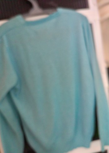 Turkuaz V Yaka Kadın Triko Kazak - Görsel 2