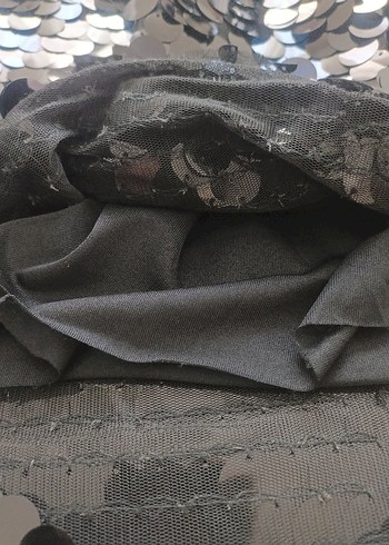 Kadın Siyah Pul Payetli Yılan Desenli Mini Etek - Görsel 7