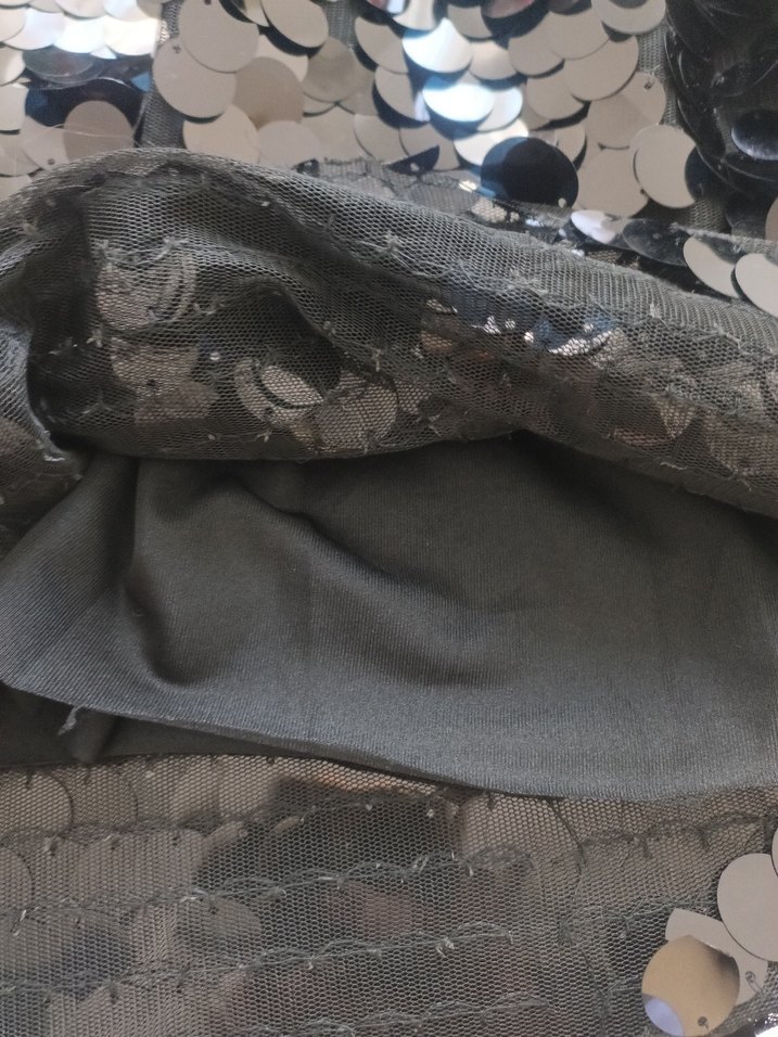 Kadın Siyah Pul Payetli Yılan Desenli Mini Etek - Görsel 4