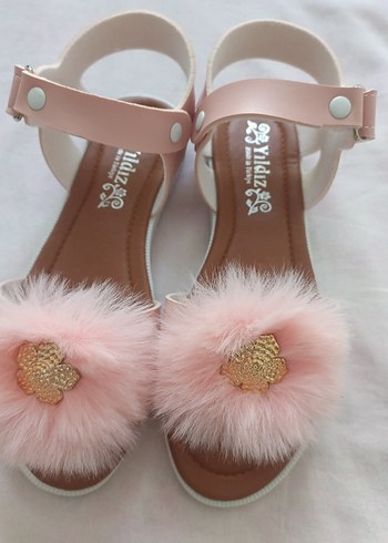 Pembe Tüylü Kız Çocuk Sandalet - Görsel 6