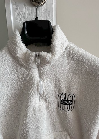 LTB Kızlar için Beyaz Fermuarlı Yüksek Yaka Sweatshirt
