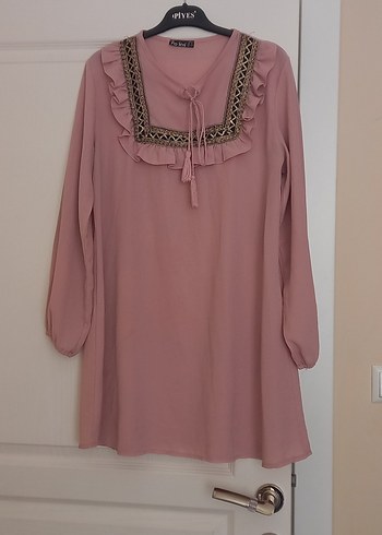 Kadın Pembe Uzun Kollu Fırfırlı Tunik