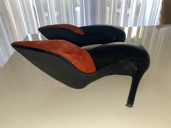 Orijinal Zara Kiremit/Siyah Stiletto - Görsel 6