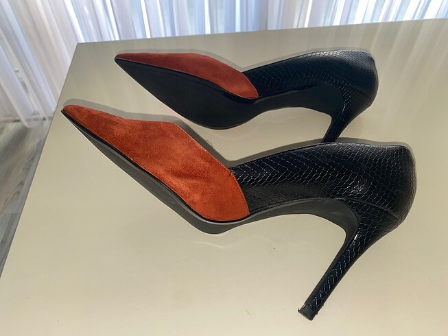 Orijinal Zara Kiremit/Siyah Stiletto - Görsel 7