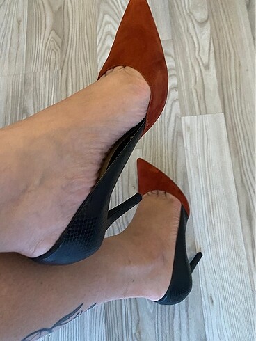 Orijinal Zara Kiremit/Siyah Stiletto - Görsel 8
