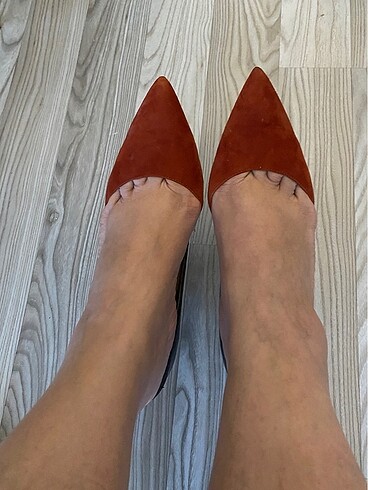 Orijinal Zara Kiremit/Siyah Stiletto - Görsel 9