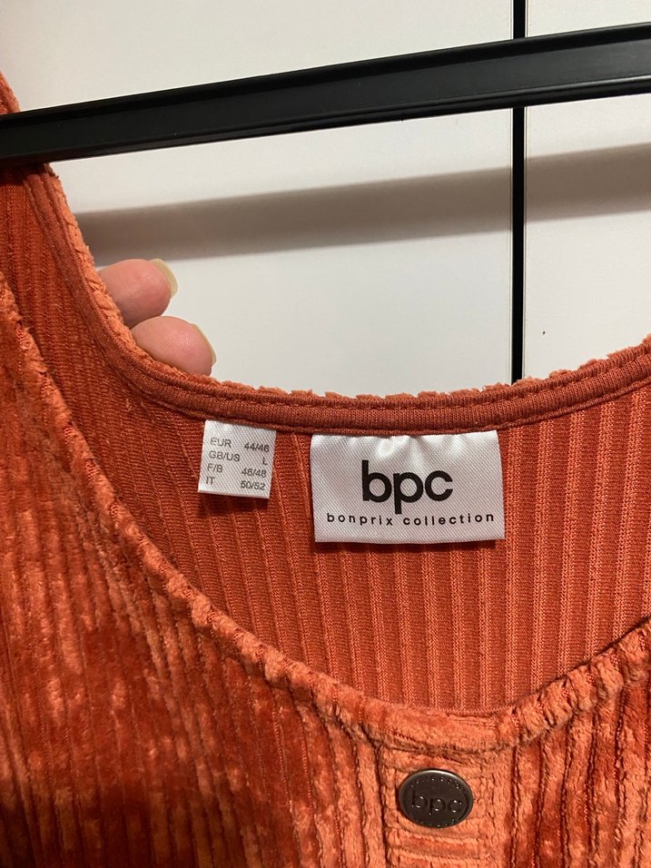 Turuncu Kadife Düğmeli Midi Elbise - Görsel 4