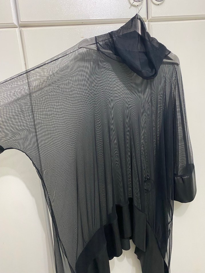 Siyah Uzun Kollu Dökümlü Gotik Tunik - Görsel 4