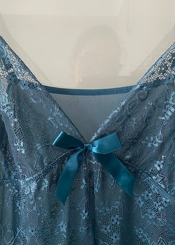 Petrol İp Askılı Midi Bohem Kadın Gecelik - Görsel 3