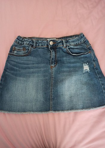 Zara Orijinal Mavi Denim Mini Etek