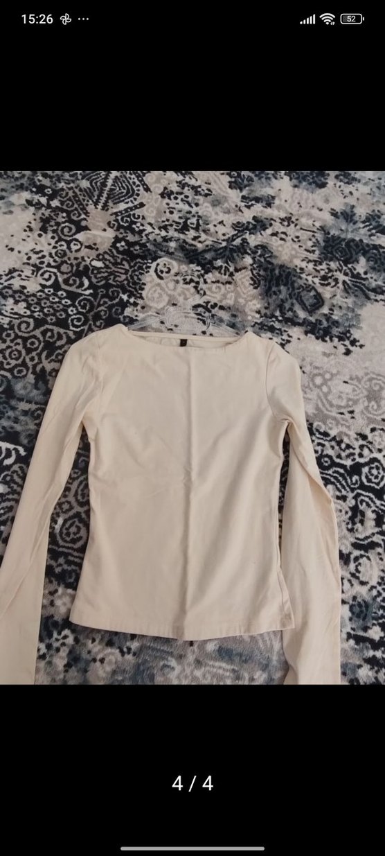 Beyaz Keten Uzun Kollu Kadın Bluz - Görsel 3