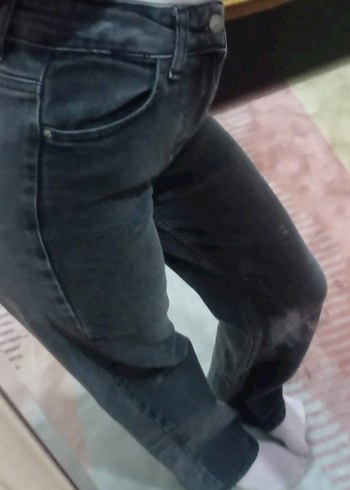 Gri Denim Düğmeli Kadın Bol Kesim Jean - Görsel 4