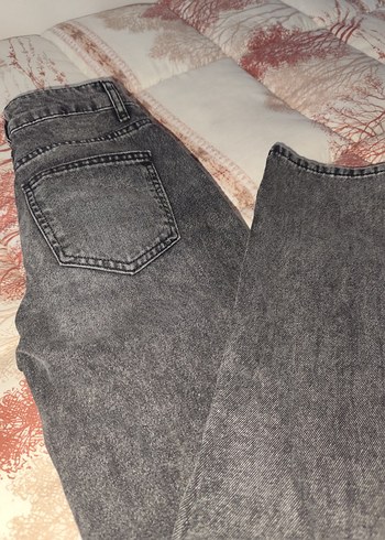 Gri Denim Düğmeli Kadın Bol Kesim Jean - Görsel 3