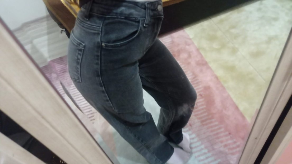 Gri Denim Düğmeli Kadın Bol Kesim Jean - Görsel 4