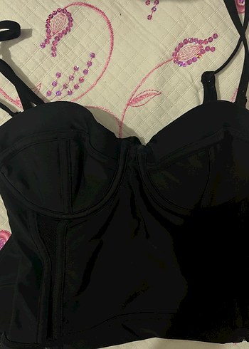 Siyah Gotik Fermuarlı İnce Askılı Mayo - Görsel 3