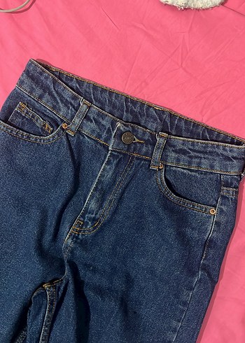 Kadın Lacivert Bol Kesim Midi Kot Pantolon - Görsel 2