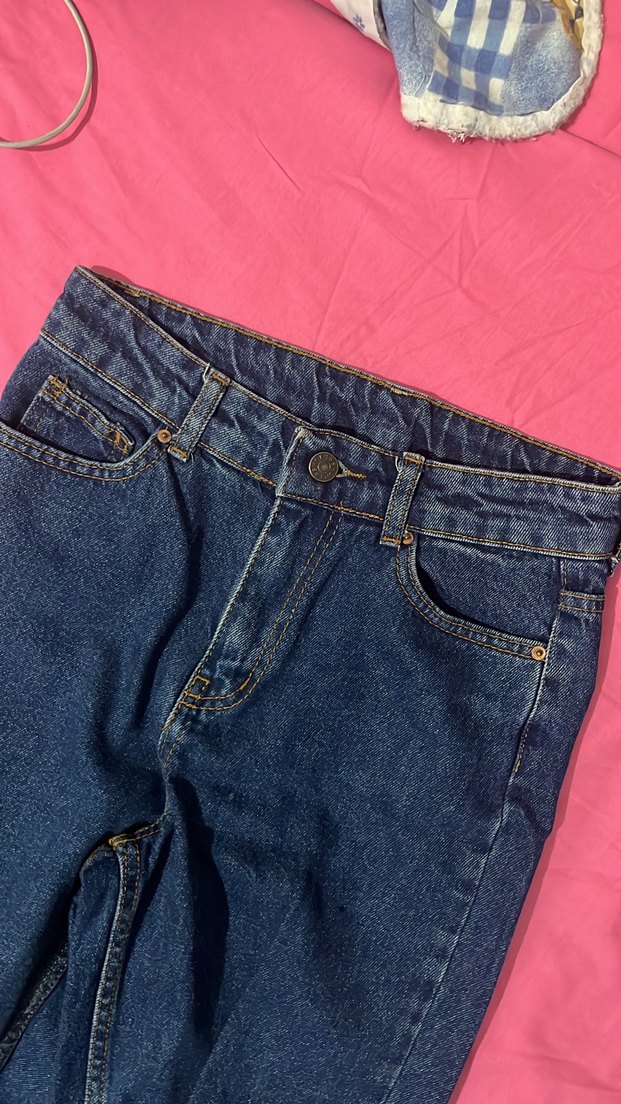 Kadın Lacivert Bol Kesim Midi Kot Pantolon - Görsel 2