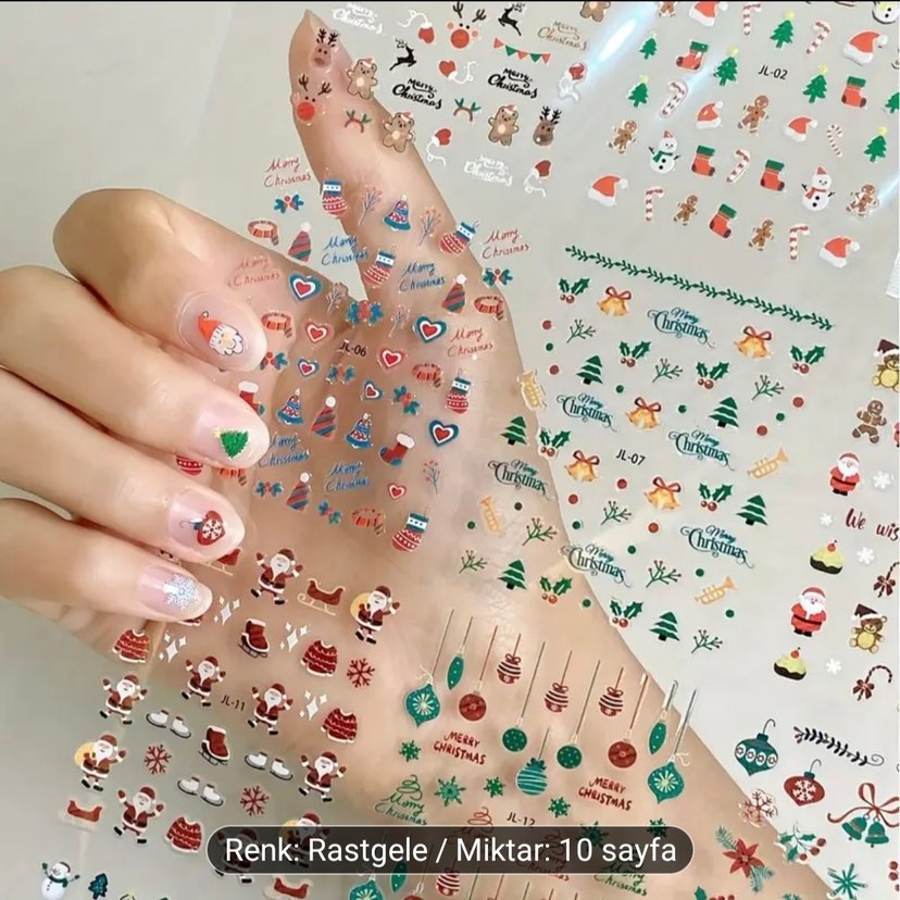 Yılbaşı Temalı 10 Sayfa Tırnak Süsü - Görsel 3