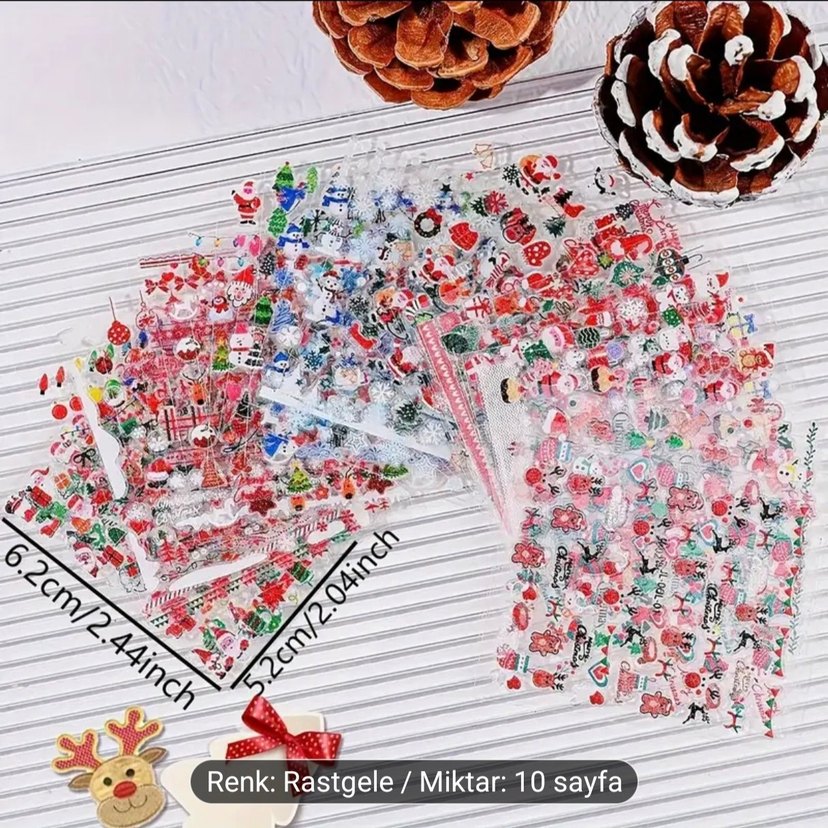 Yılbaşı Temalı 10 Sayfa Tırnak Süsü - Görsel 4