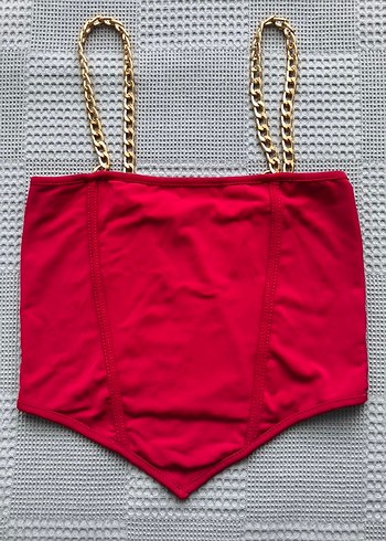 Bordo Zincir Askılı Mini Büstiyer - Görsel 2